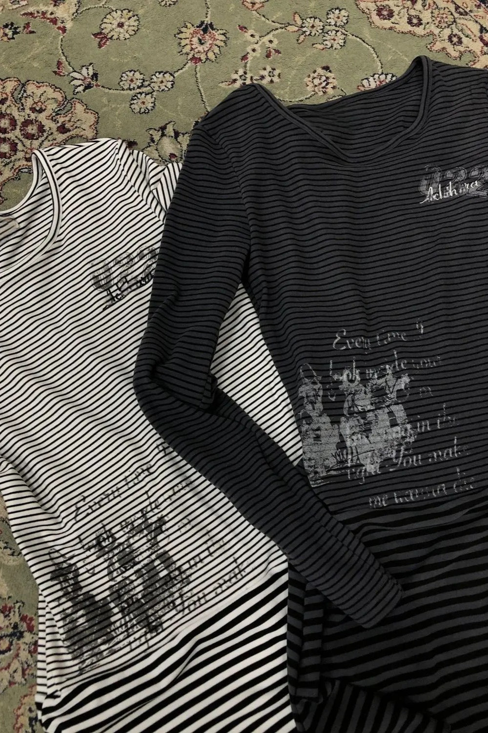 Y2k Punk Striped Long Sleeve Knit Top