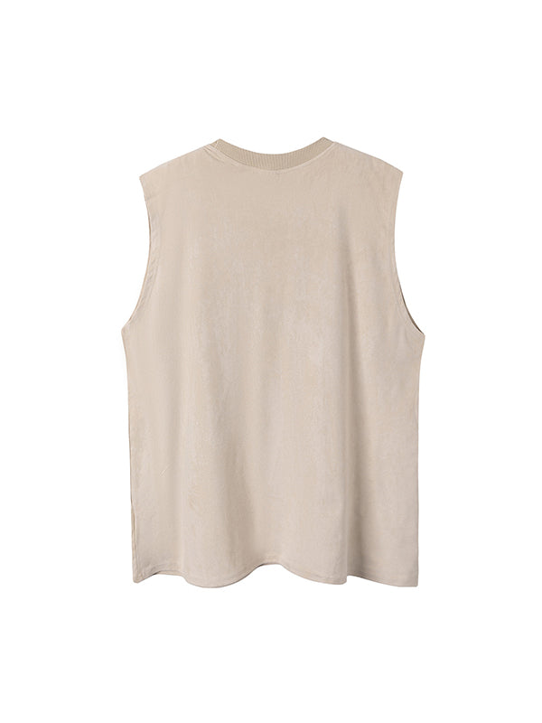 Retro Letter Print Loose Casual Tank Top