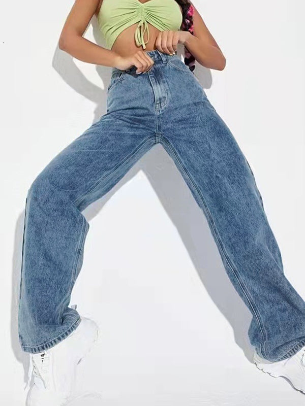 Washed Mopping Boyfriend Jeans