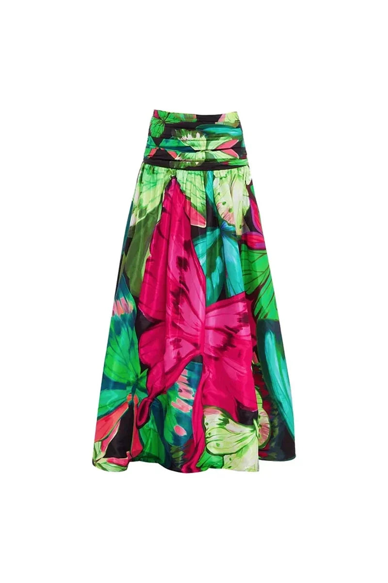 Conjunto de traje de baño adelgazante fruncido con estampado de mariposas