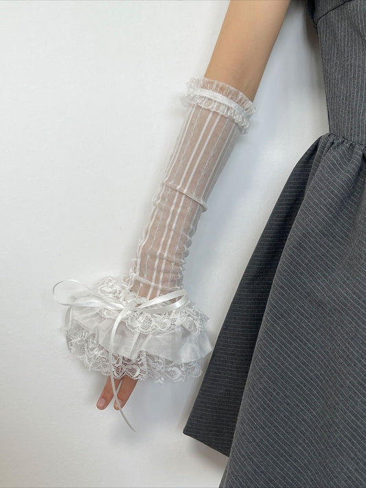 Gothic Lolita Japanese Lace Bowknot Gloves