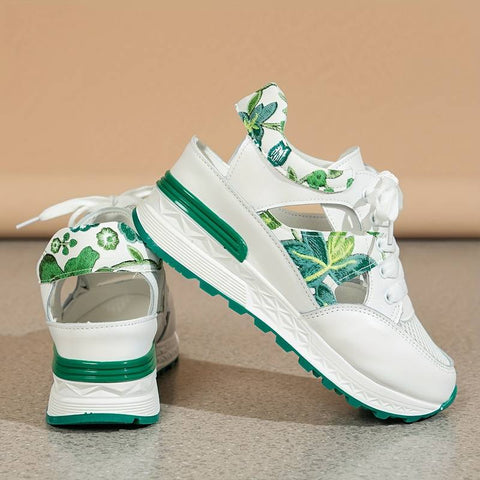Women’s Stylish Floral Platform Sneakers with Cutout Design | Ideal for All Seasons