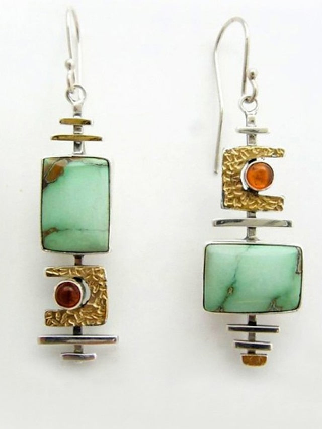 Earrings Vintage & Fashion Street Style Textured Geometry Earring / Green / Dailywear / Spring / Summer / Fall / Winter for Women