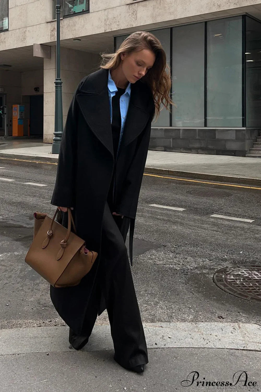 Double Faced Wool Raglan Sleeve Loose Overcoat