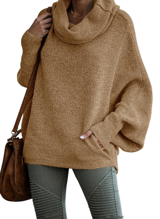 Jersey de cuello alto de cachemira de color liso para mujer | Ideal para otoño/invierno
