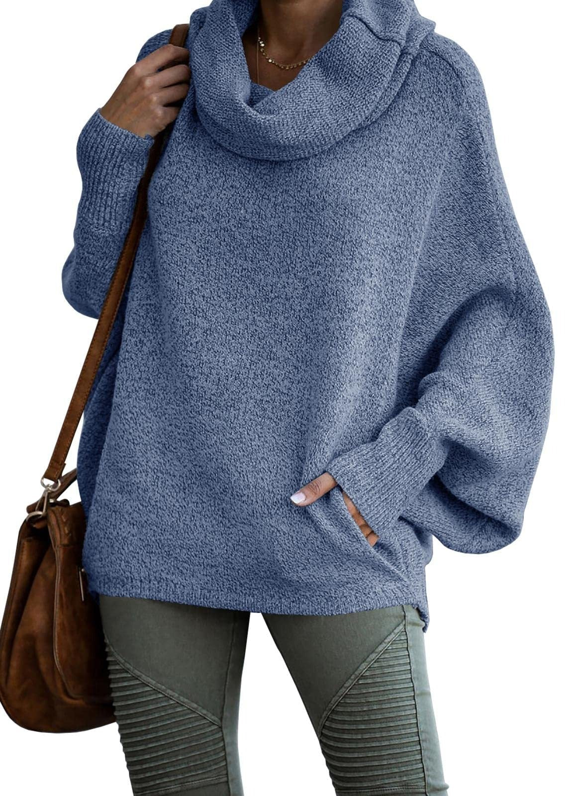 Jersey de cuello alto de cachemira de color liso para mujer | Ideal para otoño/invierno