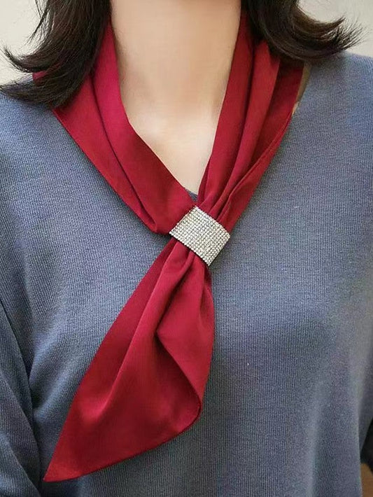 Soft Scarf Solid Color Hijab Elegant Shiny Small Scarf Fashion Bandana Neck Scarves for Ladies Party Decorate for Women