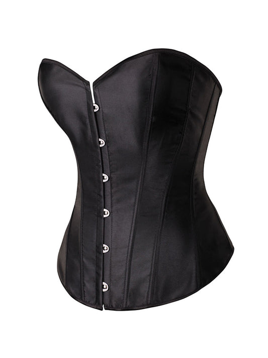 Glossy Solid Tie Back Breasted Corset Top