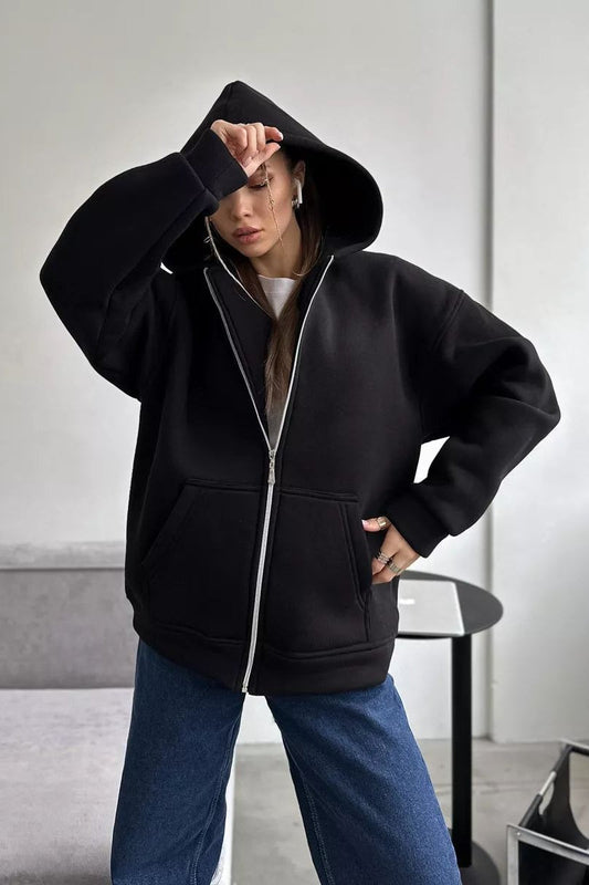 Solid Color Loose Street Style Hoodie