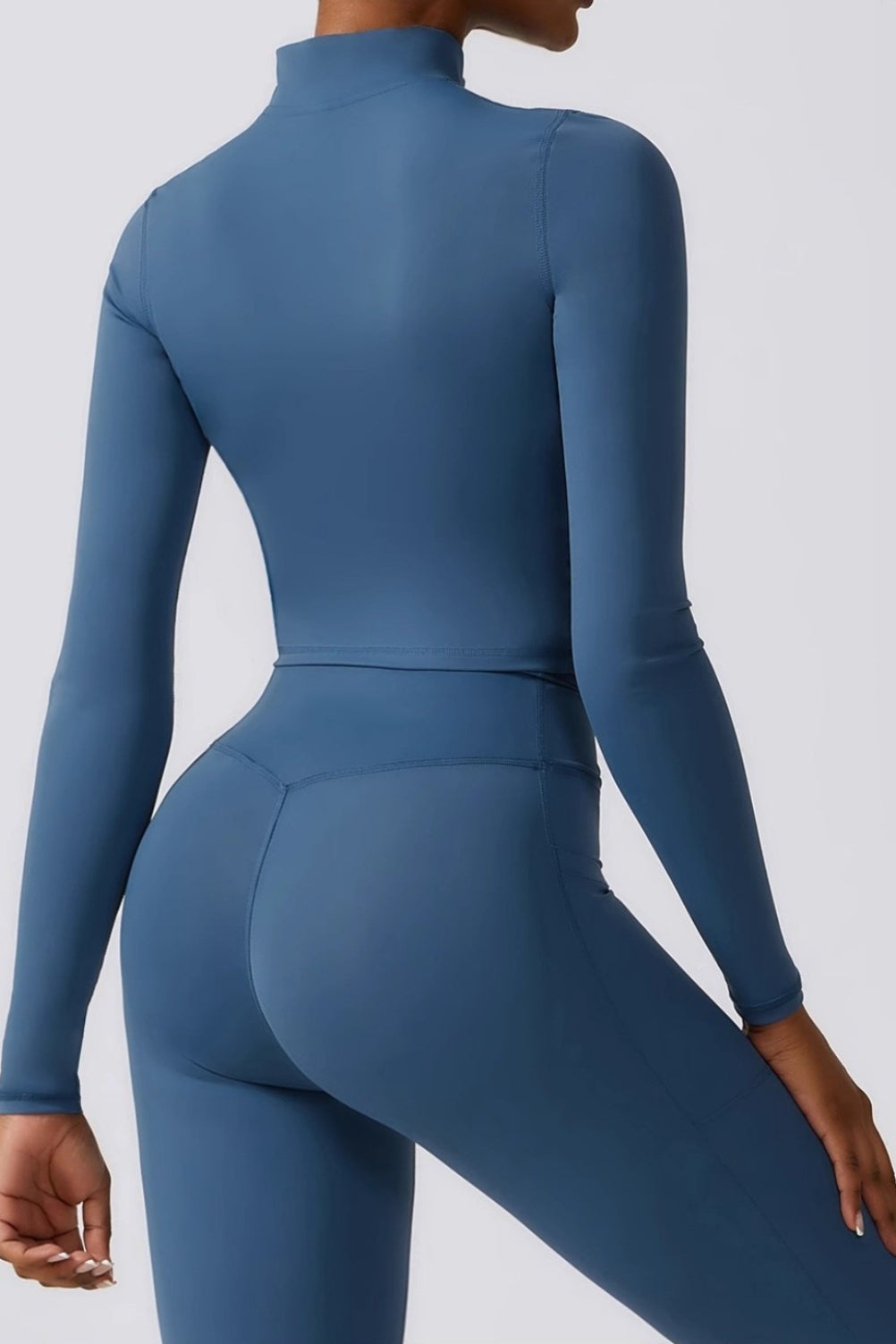 Quick Dry Stand Collar Zip Jacket Leggings Activewear Set