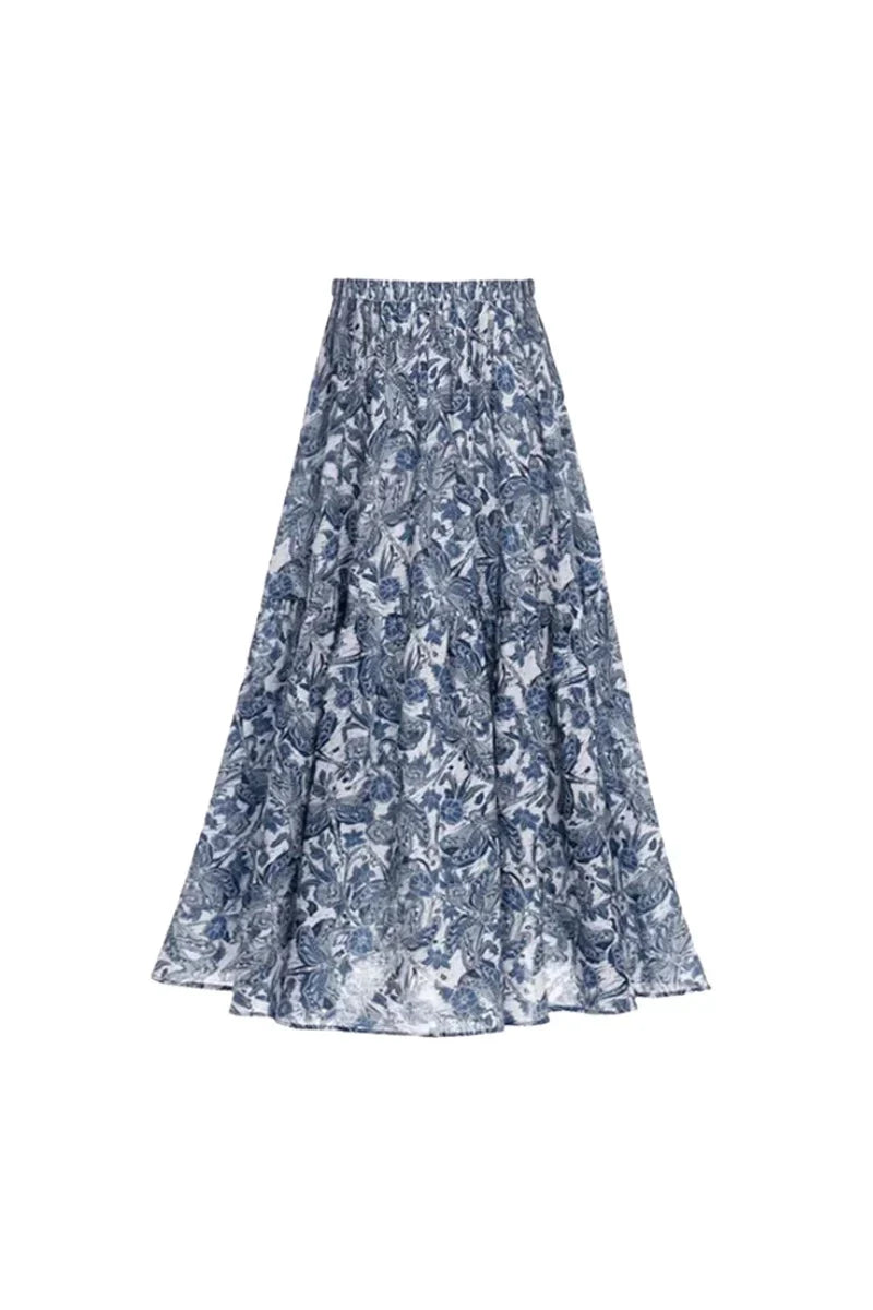 Conjunto de traje de baño con falda con volantes de libélula azul