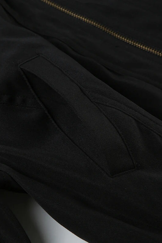 Casual Girdling Waist Black Jacket