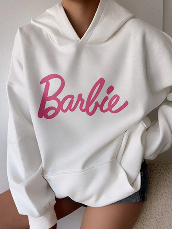 Contrast Color Letter Print Oversized Hoodie