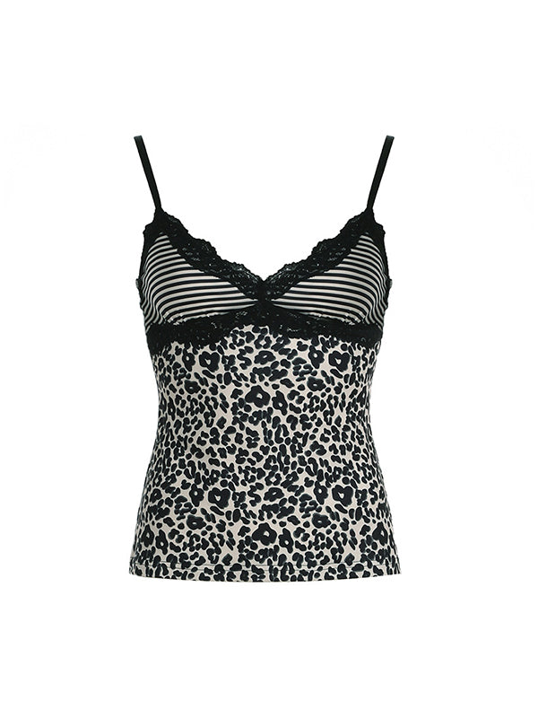 Contrast Color V-Neck Shows Slimming Breast Shape Cami Top
