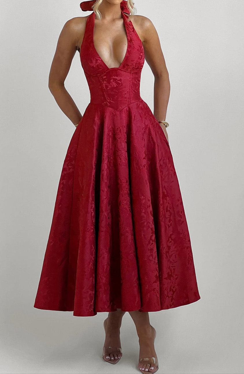 Valentina Midi Dress - Red