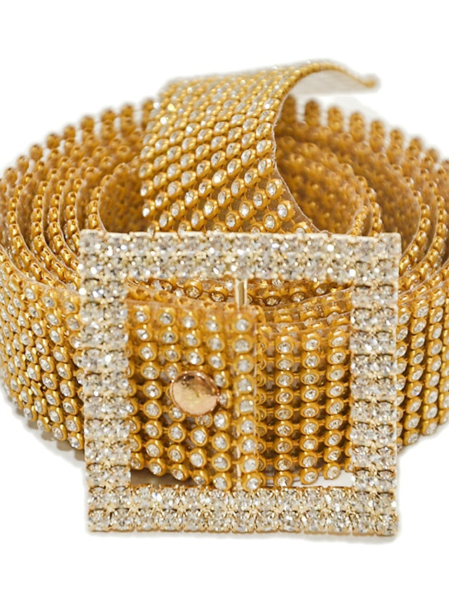 Corset Belt Plastic Rhinestone Buckle Crystal Rhinestone Casual Party Daily Silver Gold for Women