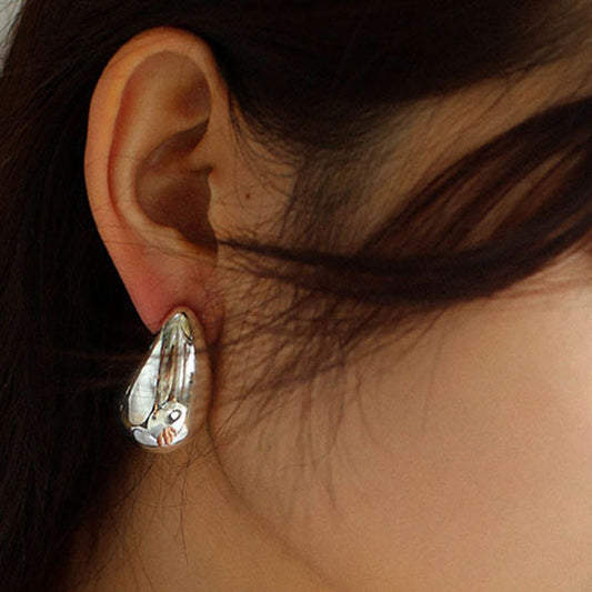Statement Making Oversized Water Drop Half Hoop Polished Dome Earrings
