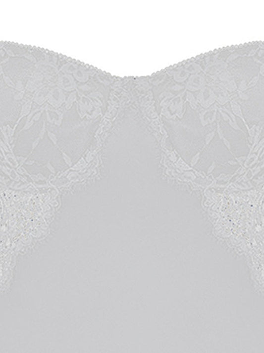White See Through Lace Splice Slim Corset Top