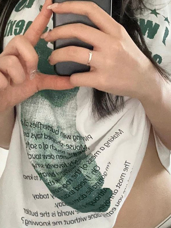 Cat Letter Print Oversized Short Sleeve Tee