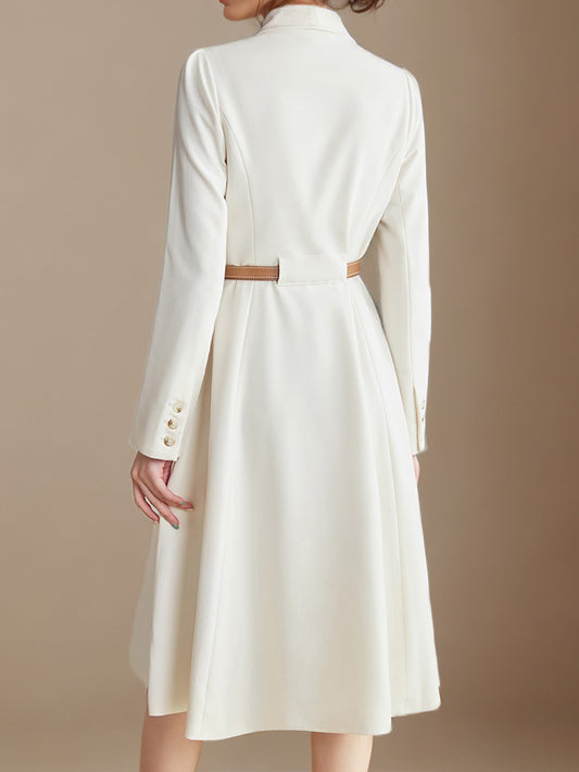 Blazer Dresses Lapel Belted Long Sleeves Knee-Length Business Casual Dress
