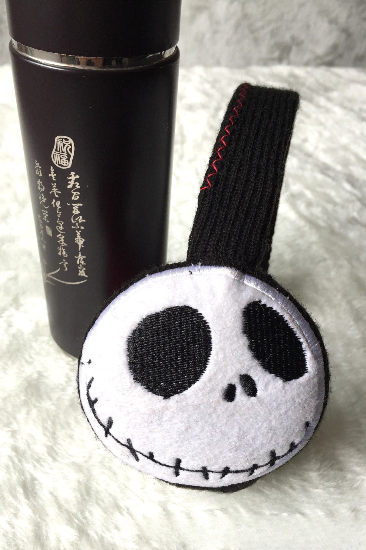 Knit Embroidered Skull Foldable Earmuff