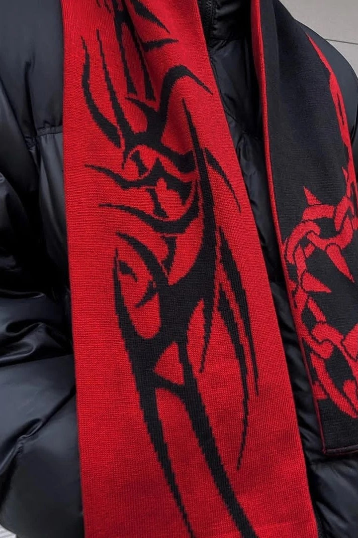 Gothic Anime Jacquard Knitted Winter Warm Versatile Irregular Scarf