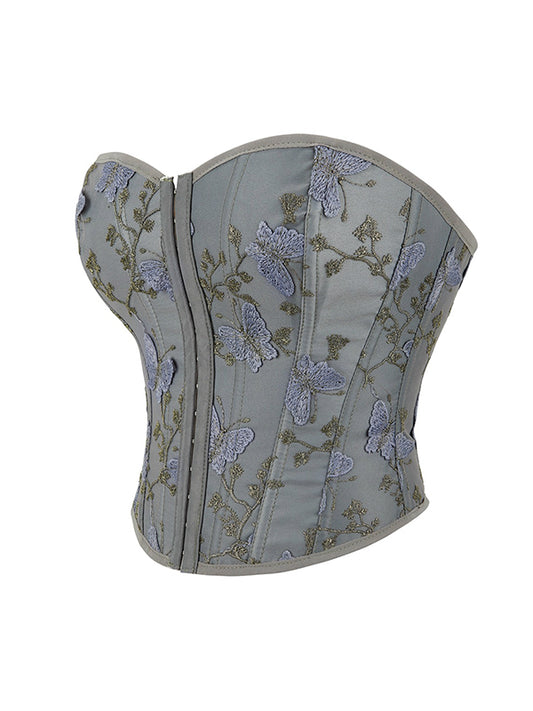Butterfly Embroidery Bandage Corset Top