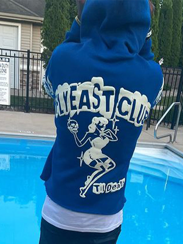 Cross Lettering Oversized Long Sleeve Hoodie