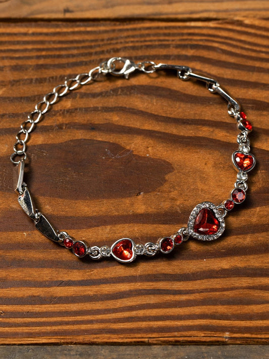 Flaming Heart Gem Valentine's Fashion Bracelet