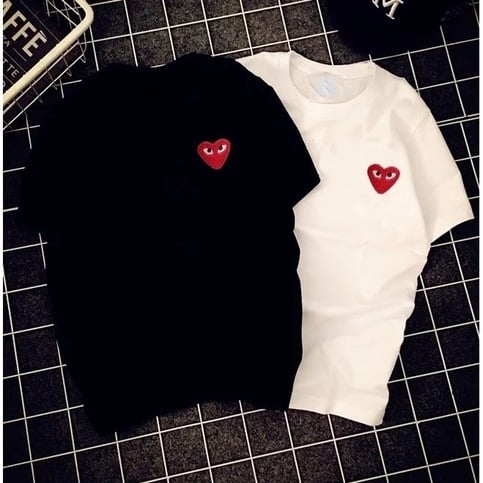 Cute Heart Shape Love Embroidery Loose Oversize Short Sleeve Short T-shirt Tee Top Summer Casual E-Girl Kawaii Korean Japanese Harajuku Streetwear