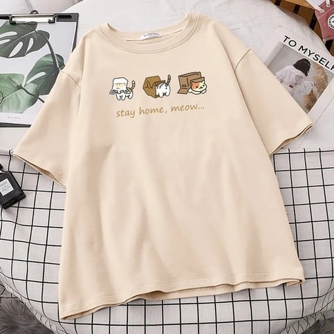 Cat Box Print Short Sleeve T-shirt