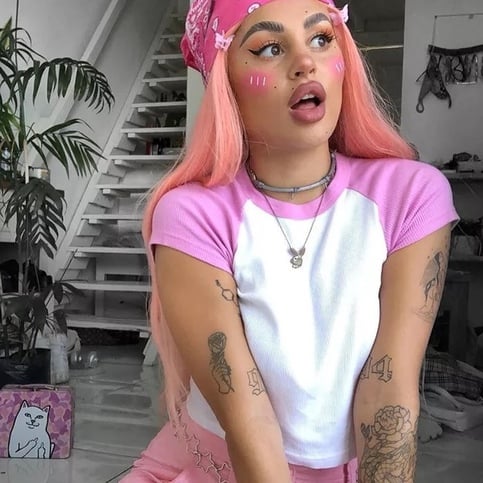 Cute Pink White Contrast Basic Crop Top Short Sleeve Shirt Tee T-shirt Kawaii Korean Japanese Harajuku Chinese Retro Streetwear Aesthetic Fashion