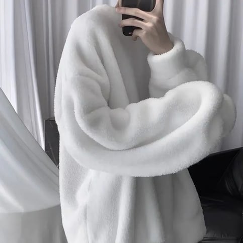 Faux Fluffy Lamb Crew Neck Sweater