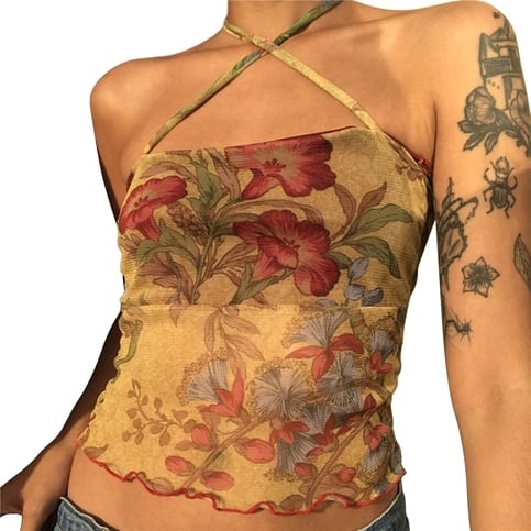 Flower Mesh Crop Top