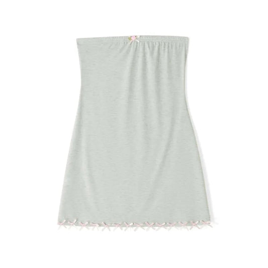 Green Rose Bow Strapless Mini Dress