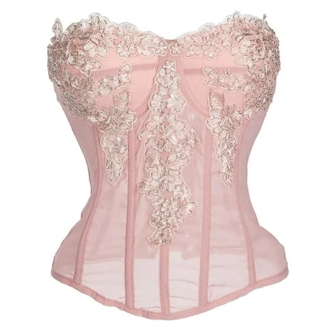 Pink Chiffon Lace Corset