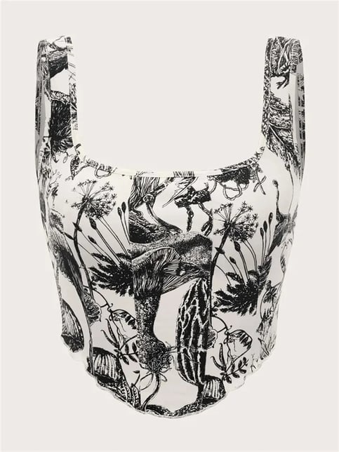Black & White Plant Print Tank Top