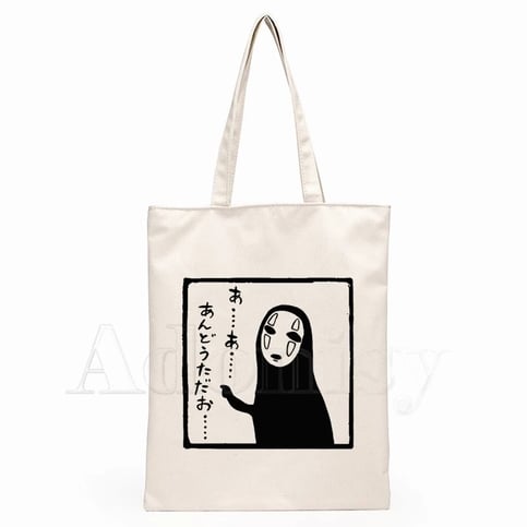 Japanese Anime Print Canvas Tote Bag