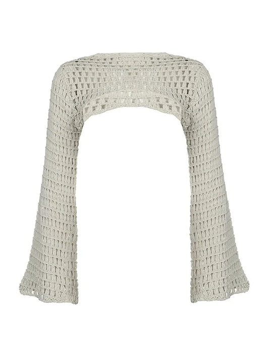Crochet Knit Hollow Out Long Sleeve Shrug