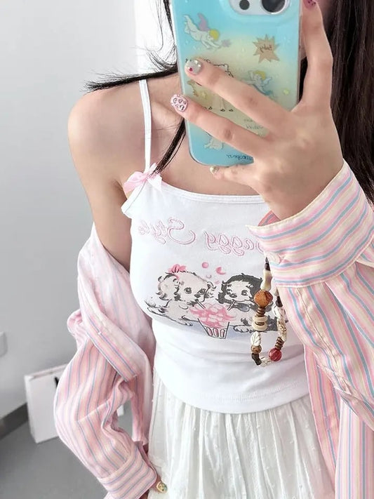 Dog Bow Print Tank Top