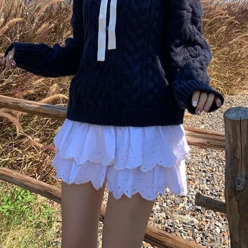 White Double Layer Mini Skirt