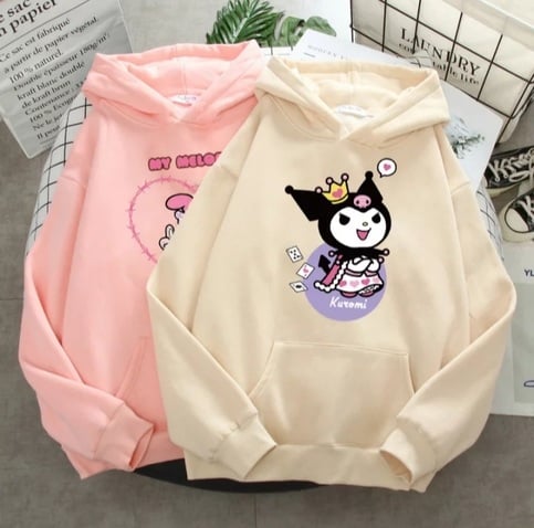 Cute Japanese Anime Cartoon Print Long Sleeve Hoodie