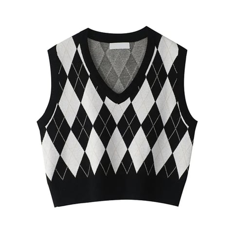 Black & White Lattice Sweater Vest