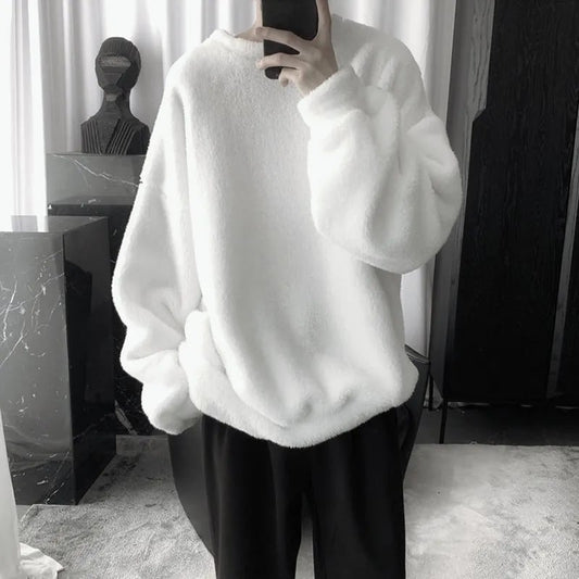 Faux Fluffy Lamb Crew Neck Sweater
