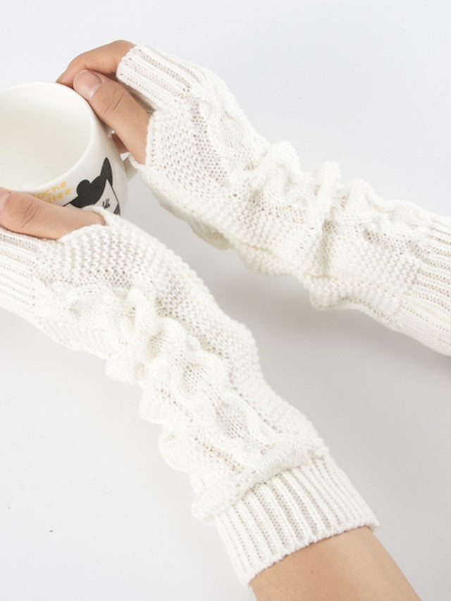 Unisex Fingerless Gloves Date Vacation Casual Daily Solid / Plain Color Knitting Warm Ups Warm 1 Pair for Women