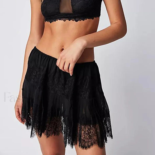 Floral Lace Patchwork Mini Skirt