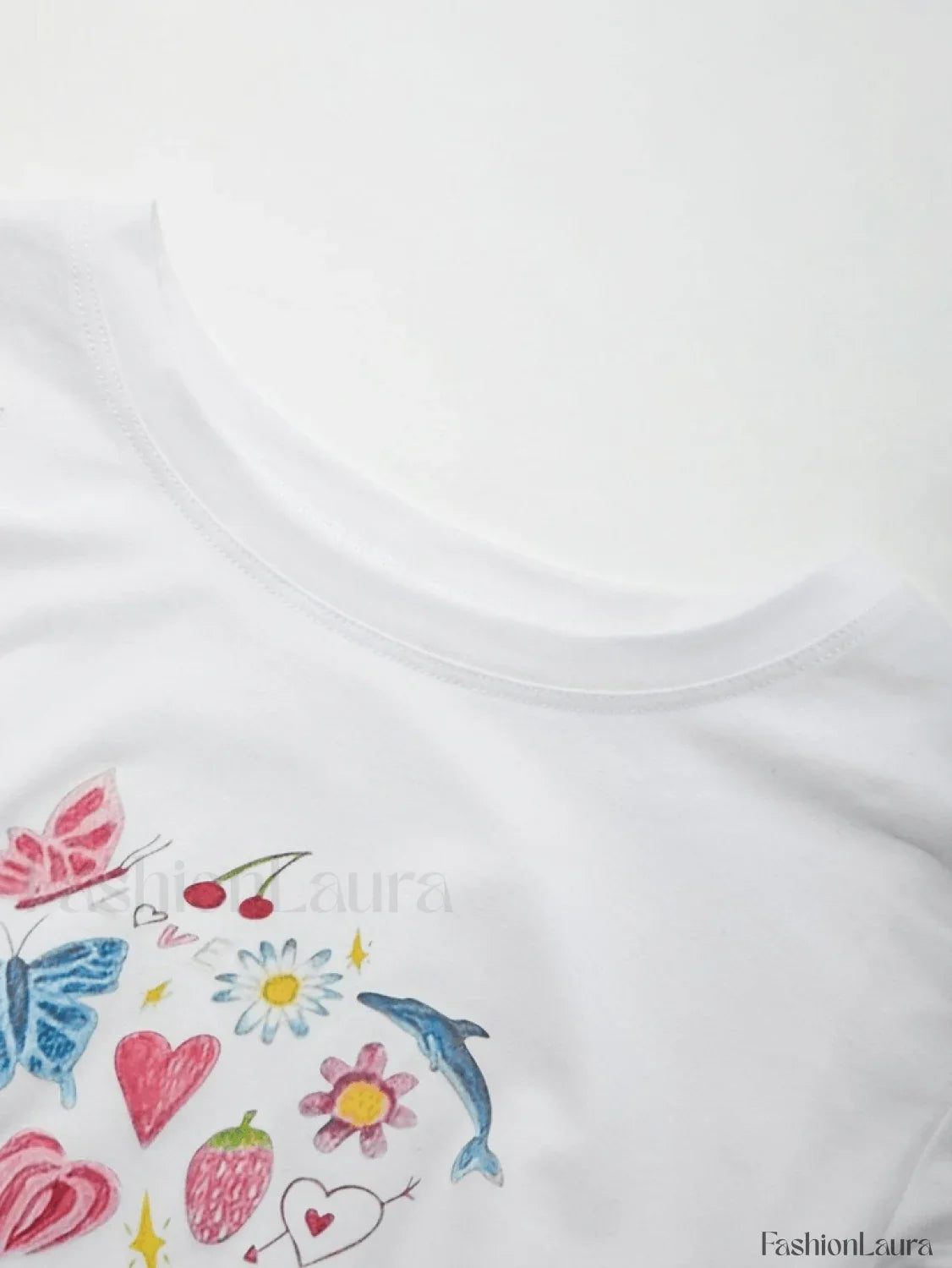 Fruity Butterfly Print Crop Top
