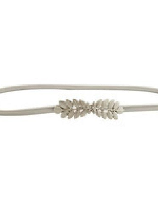 Skinny Belt Nylon Metal Bucke Leaf Decor Classic Wedding Party Silver Golden 2# leaves Silver 2# leaves Gold for Women