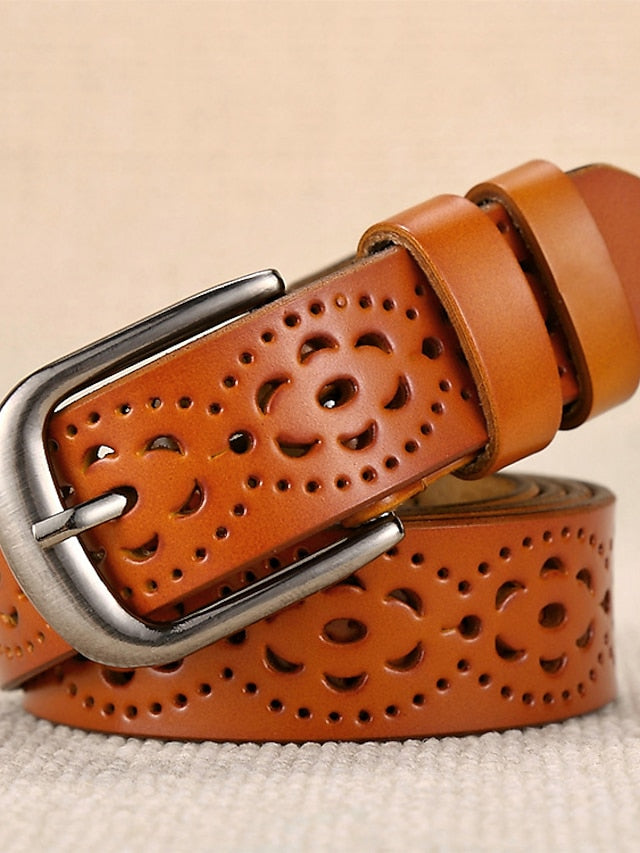 PU Buckle Belt PU Leather Metal Bucke Plain Cowboy Casual Work Daily Black White Wine Brown for Women
