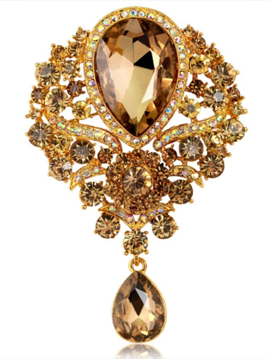 Brooches Pear Cut Solitaire Party Ladies Luxury Work Fashion Crystal Cubic Zirconia Rhinestone Brooch Jewelry Purple Blue Gold For Party Wedding Special Occasion Anniversary Birthday Gift for Women